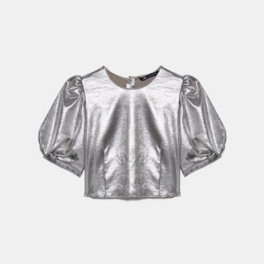 Zara Voluminous Metallic Top - Picture 2 of 11